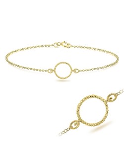 Gold Plated Circle Rope Silver Bracelet BRS-212-GP